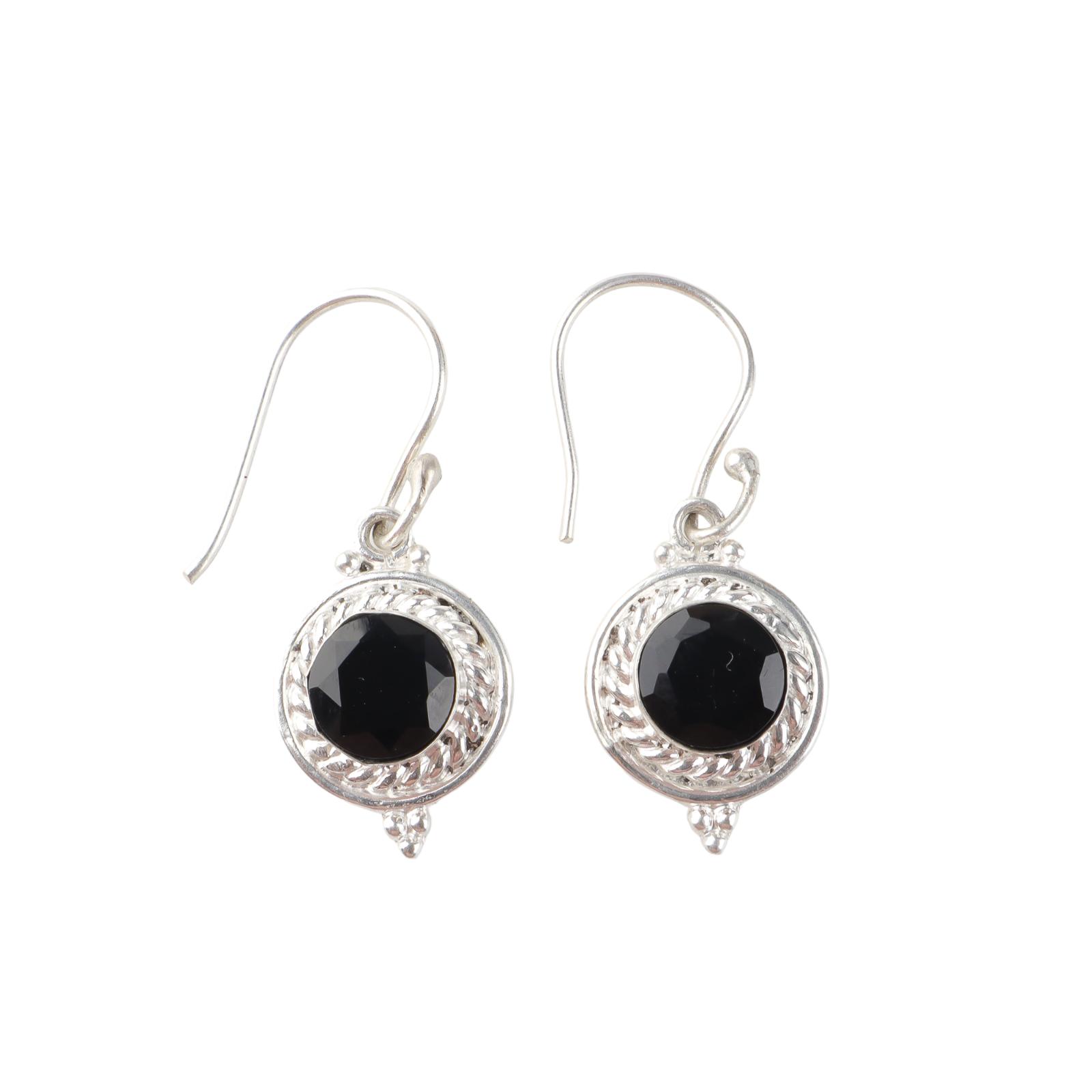 

Black Onyx Gemstone 925 Sterling Silver Jewelry Handmade Earrings 1.43 For Gift EE-117-19