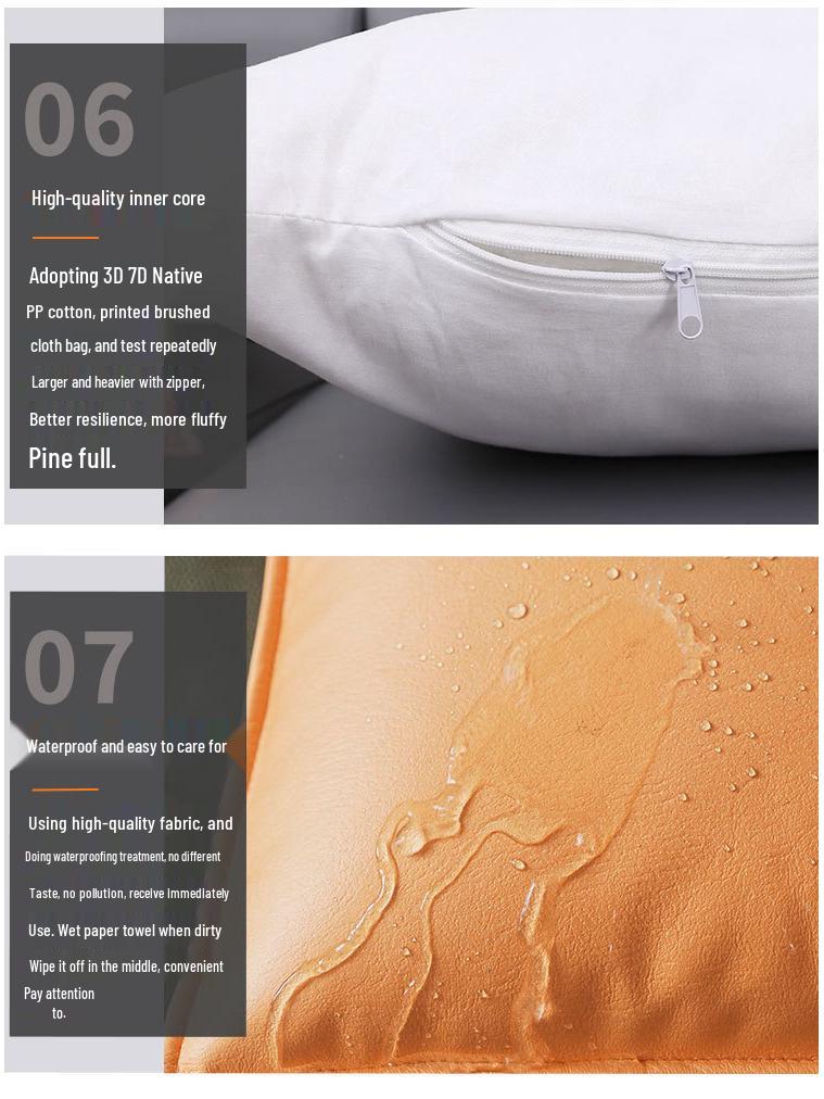 Luxury Retro Faux Leather Pillow Cover with Lychee Pattern - Soft Headboard, Office Cushion, Sofa Throw.