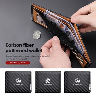 For Volkswagen VW Car Carbon Fiber Wallet Leather Key Document Storage Holder Bag Polo Jetta Sagitar Magotan Passat B5 B6 B7 CC BJ1