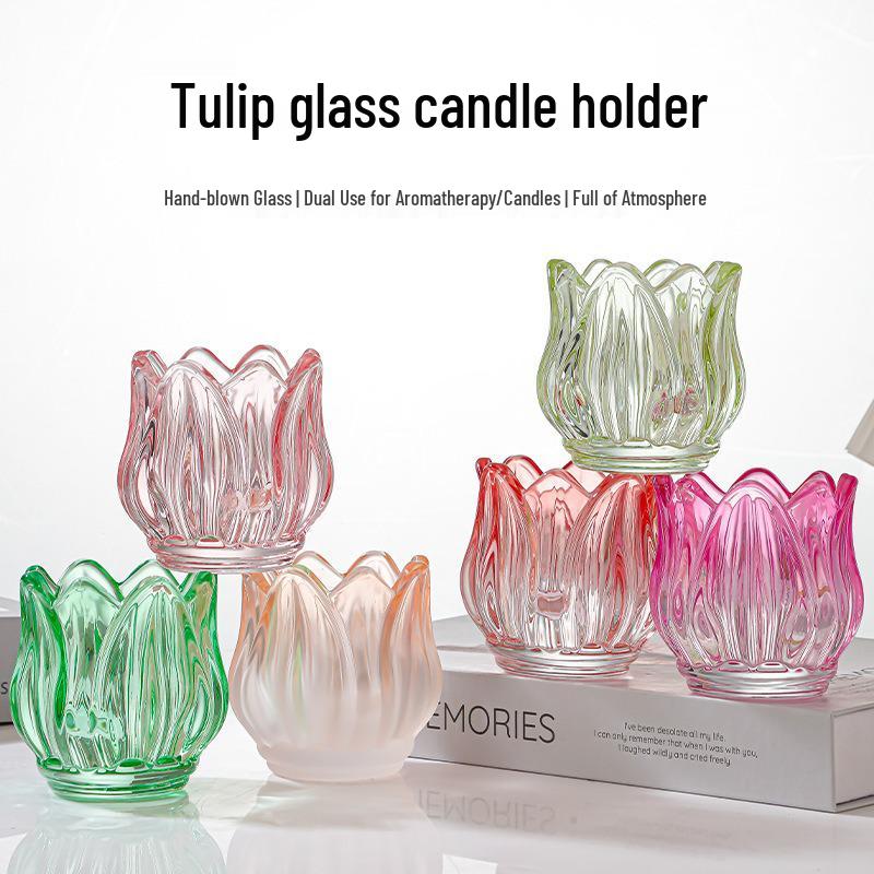 Custom Retro Tulip Glass Candle Holder – Wedding Prop & Home Decor Candle Cup