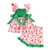 Summer Children's Casual Set with Sweet Watermelon Print Short-sleeved Top and Shorts