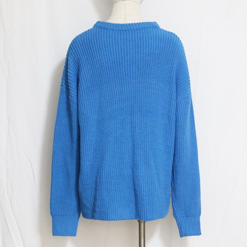 O-Neck Solid Color Loose Sweaters Office Lady Fall Winter Knitted Pullovers Women Casual Long Sleeve Jumpers Streetwear