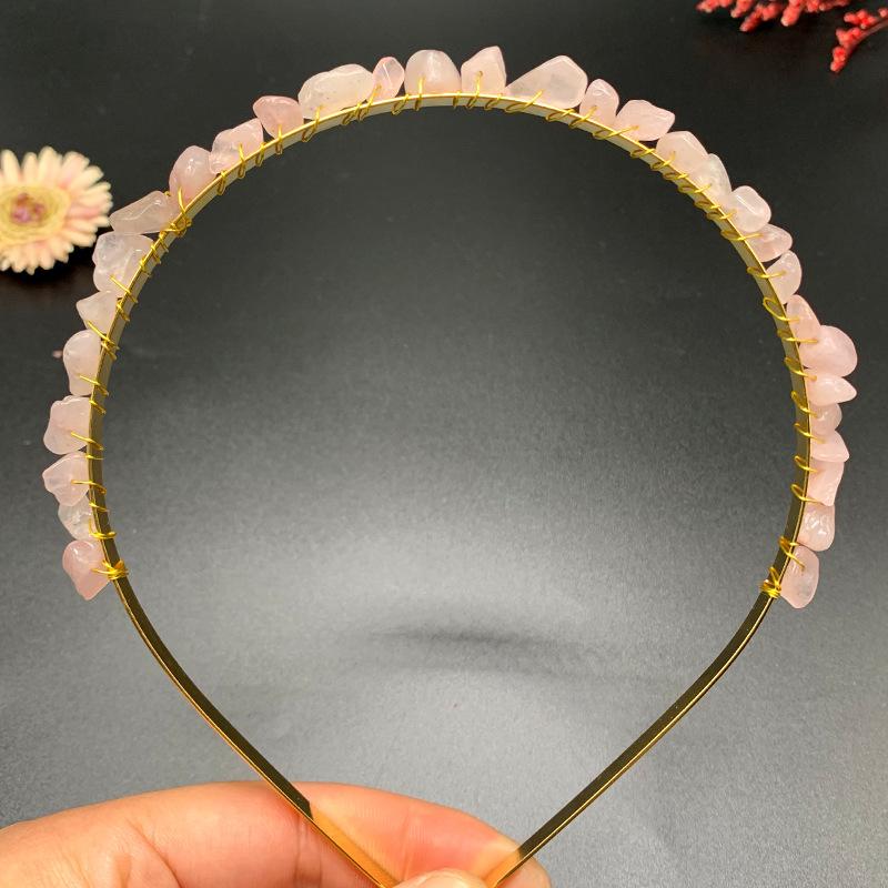 Hot Sale Natural Crystal Gravel Crown Hair Band Spring Summer Hair Accessories Bride Wedding Holiday Gift Stone Headband