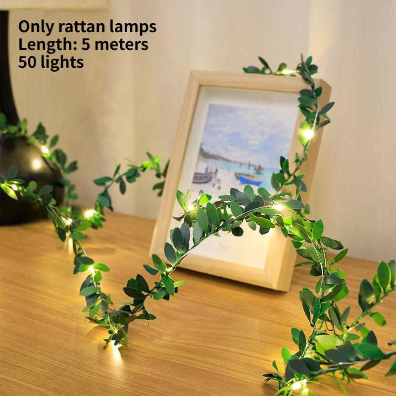 

1 Itme Light String LED Rattan Lamp Gold Foil Copper Wire Light Restaurant Desktop Decor Simulated Ivy Green Leaf Vine Light 0-5W&None