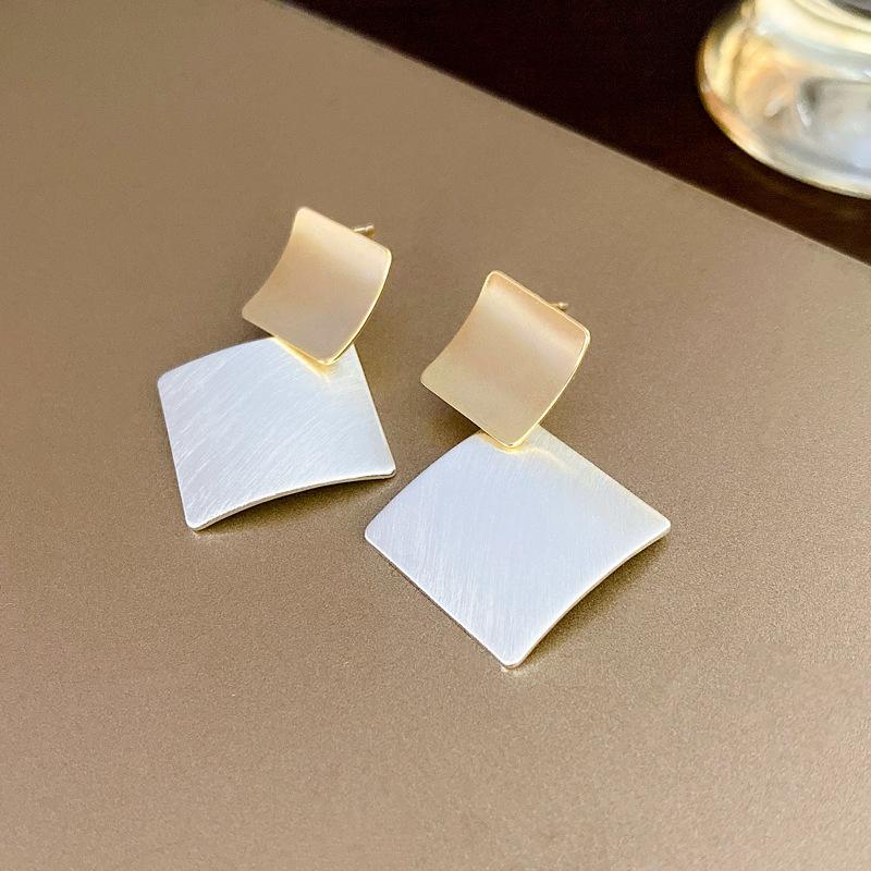 Chic Exaggerate Simple Big Square Drop Earrings For Women Trendy Metal Charm Punk Earrings 2023 Statement Party Ear Jewelry Gifts