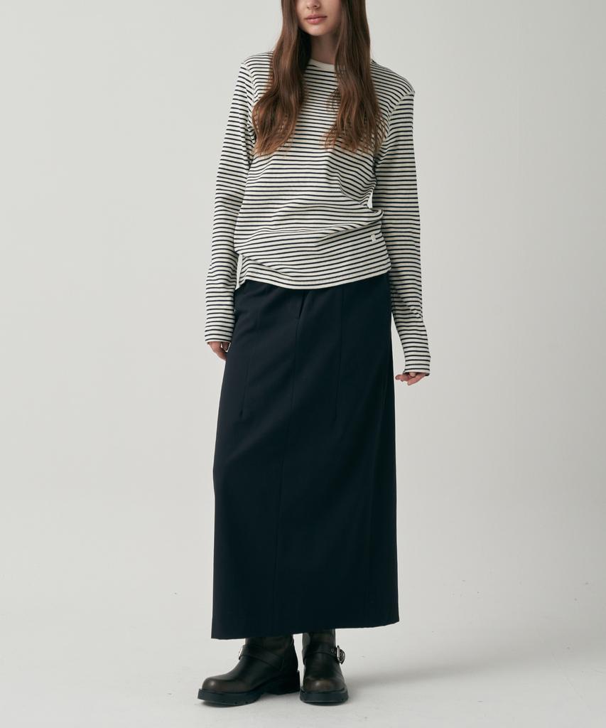 Mot Slit Band Long Skirt - Navy
