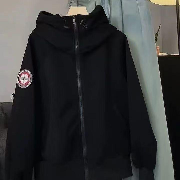 

American Retro Black Hooded Cardigan Jacket S (80-90) чёрный