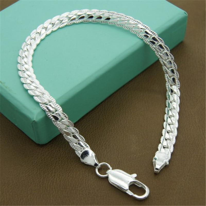 925 Sterling Silver Elegant Charm Bracelets Chain Beautiful Crystal Stone Drop Jewelry Fashion for Women Wedding Lady Cute