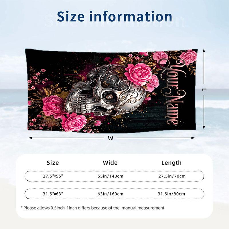 Decorative Artwork Theme Beach Towel Personalized Custom Name & Text Soft Quick Dry Beach Towel for Swimming Travel