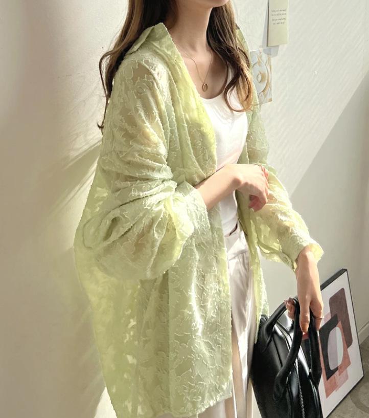 Japanese Korean Lace Chiffon Beach Top - Loose Airy Shirt