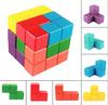 Pipitto Wooden Tetris Blocks, 7-Piece Assembly Cube Puzzle for Brain Training and Anti-Aging