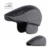 Export Hat Men's British Retro Beret In the Elderly Cap, Ear Protector, Warm Forward Hat, Leather Hat
