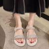 Damenschuhe Strasssteine Offene Zehenpartie Plateau Damensandalen Diamant Günstig Ausverkauf Korea im Angebot Schuh Sommer 2026 Bequem
