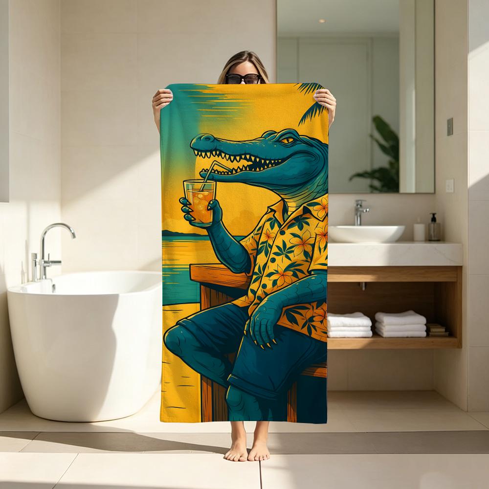 Cool vintage crocodile Towel Microfiber soft Beach Towel for Travel Fitness Sauna Bathing Camping