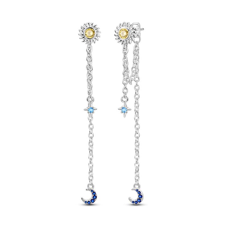 New Tassel Earrings 925 Silver Butterfly Snowflake Star Moon Tassel Ear Studs For Women Fine Engagement Birthday Jewelry Gifts