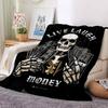 1Pc Skull Money Cards Blanket Soft And Comfortable Casual Warm Camping Travel Christmas Halloween Xmas Gift M924377