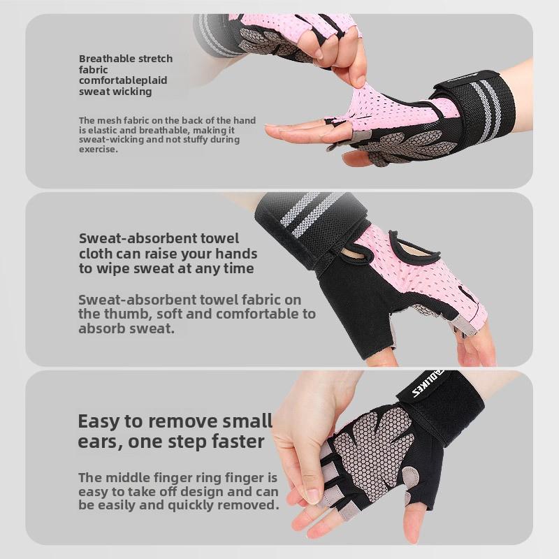 Weightlifting Fitness Gloves Breathable Anti-slip Wrist Guard Sports Dumbbell Half Finger Sports Gloves Summer Cycling Gloves