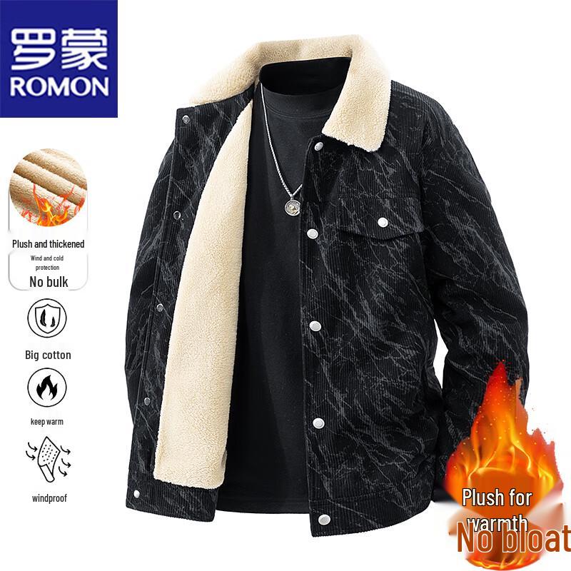 

ROMON Men s Corduroy Fleece Lined Casual Jacket 3XL