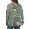 Modisches lässiges Langarm-Oberteil für Damen in Übergröße mit Blumenprint Übergröße Blumenprint-Oberteil