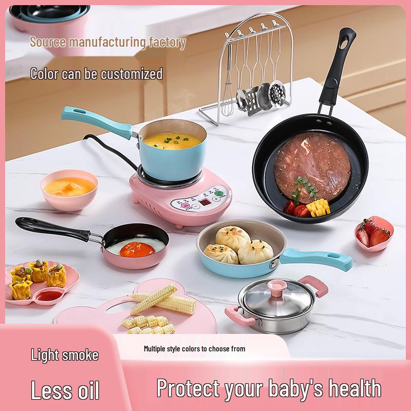 Urocza Mini Patelnia Nieprzywierająca: Wszechstronne Naczynia Kuchenne dla Jedzenia dla Niemowląt i Omletów ze Osłoną Przeciw Pryskaniu.