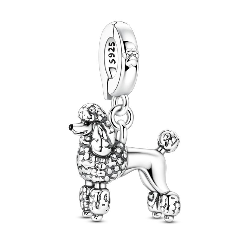 Niedliche Haustiere Hund Anhänger Perle 925 Silber CZ Zirkon Golden Retriever Teddy Welpe Anhänger Passend für Original Armband DIY Schmuck