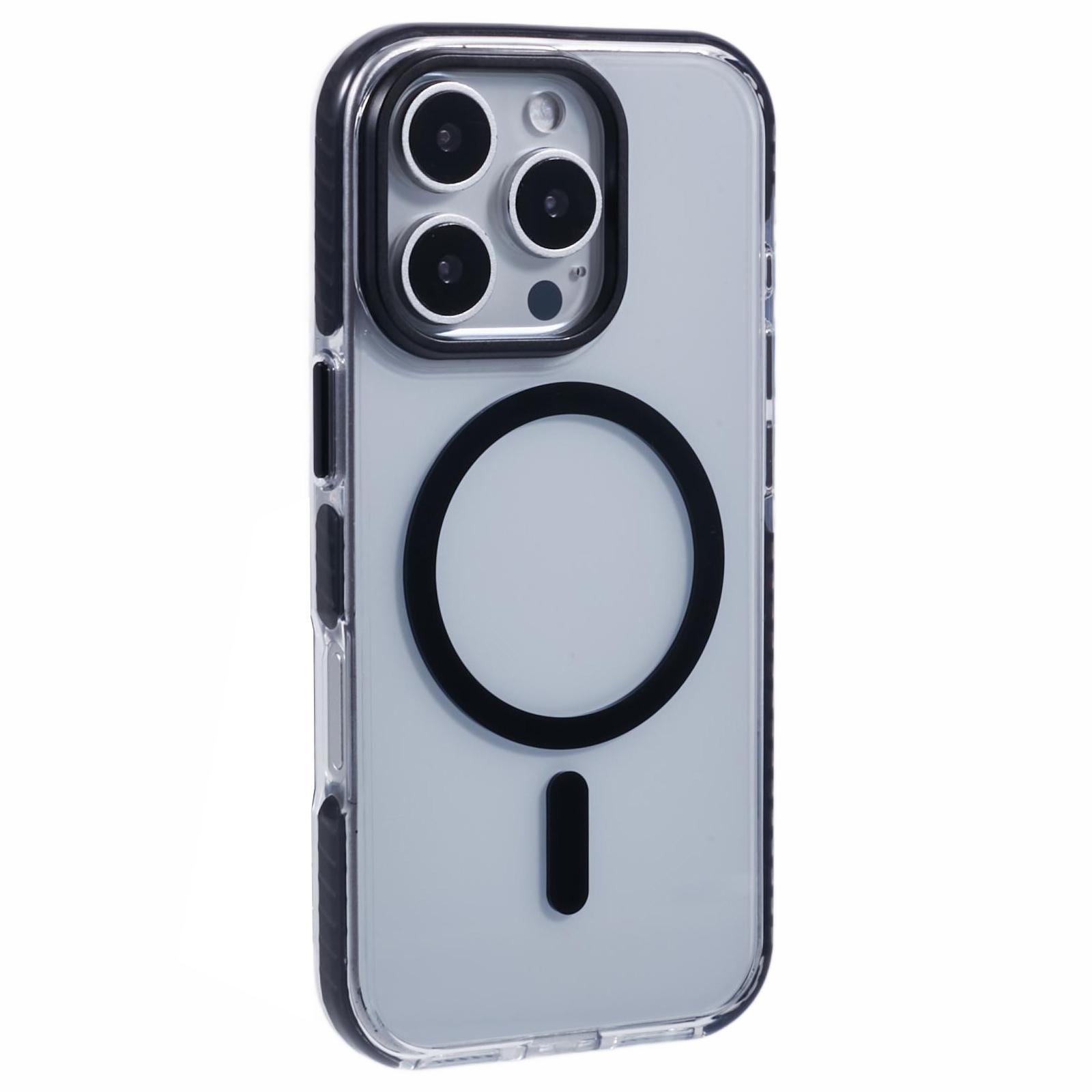 

For iPhone 16 Pro Max Clear Case Compatible with MagSafe TPU+PC Back Cover Black