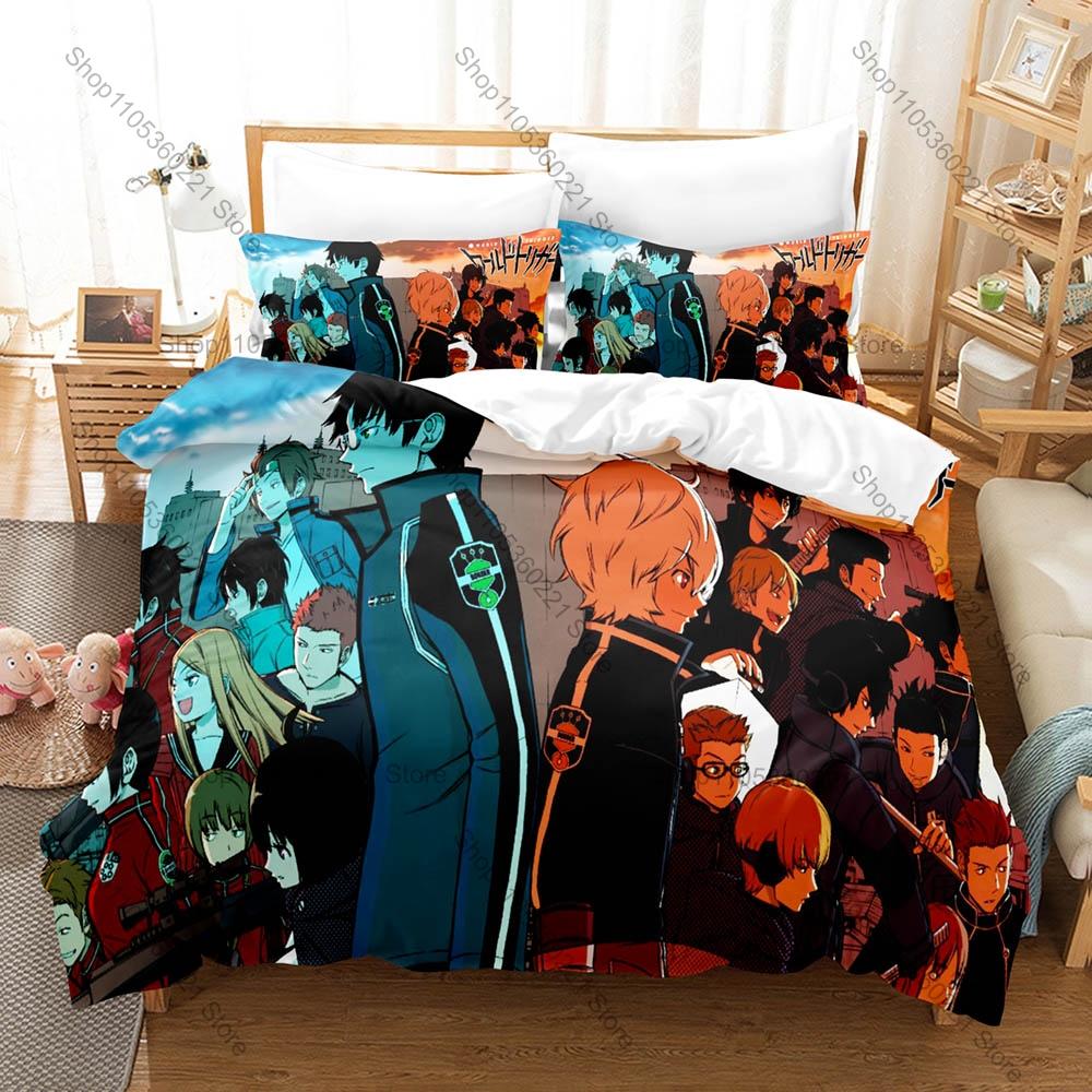 Cool Popular Anime Bedding Set 3Pcs World Trigger Kuga Yuma Osamu Mikumo Design Modern Household Bedroom Decor