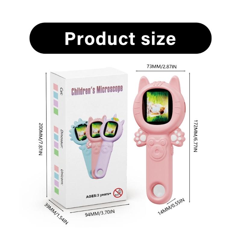 Interactive Children Science Handheld Microscope 500X STEM Learning Tool With LED Light for Classroom Home Exploration