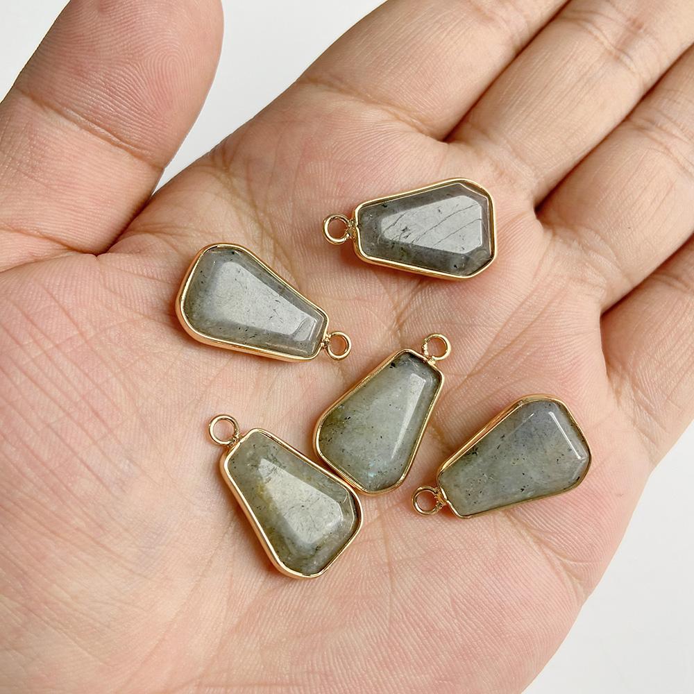 Natural Flash Labradorite Stone Charm Pendant Healing Semi-precious Stone Connector for Jewelry Making Necklace Accessories Gift
