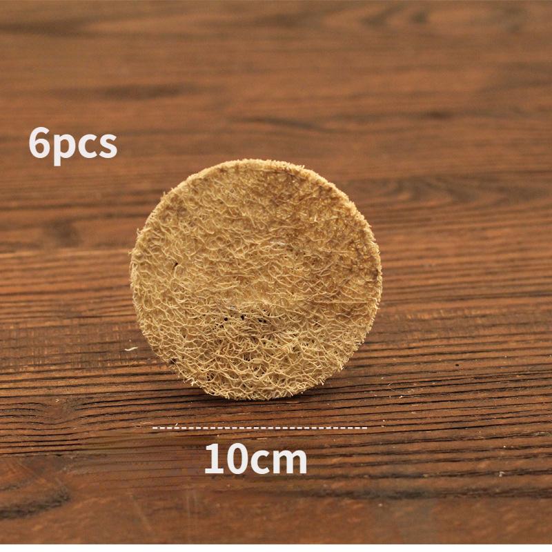 6pcs Natural Handmade Loofah Pad Loofah Pot Pad Tea Coaster Teapot Pad Insulation Pad Pot Holder Tea Holder Tea Accessories