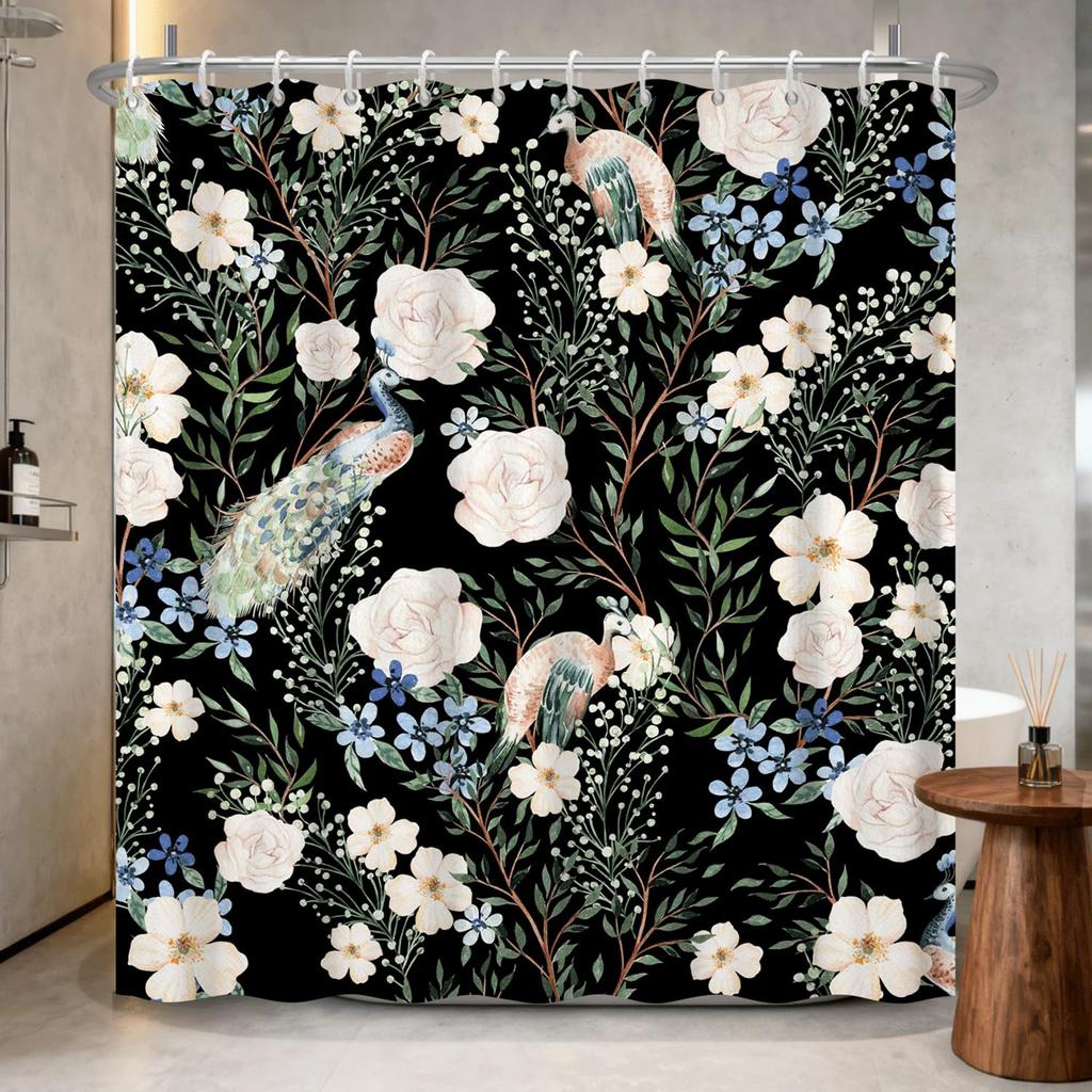 Boho Shower Curtain - Celestial Moon & Botanical Vine Print Waterproof Bathroom Curtain with Rust-Proof Hooks Included,Bohemian