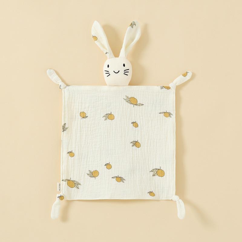 Baby Animal Cotton Swaddle With Plush Rabbit Toy For Sleep And Comfort