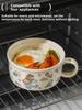 Ceramic Instant Noodles Bowl with Lid And Handle Dormitory Student Microwave Safe Soup Bowl Personal Special Bowl Cartoon Design