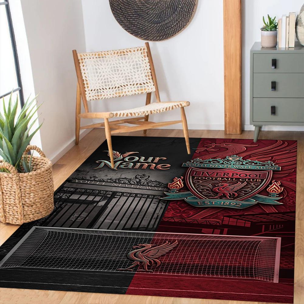 Liverpool Fc Customize Text Floor Mat Suitable For Balcony Dormitory Bedrooms Hallway Antislip Rug Decorate Offices Gift For Festivals