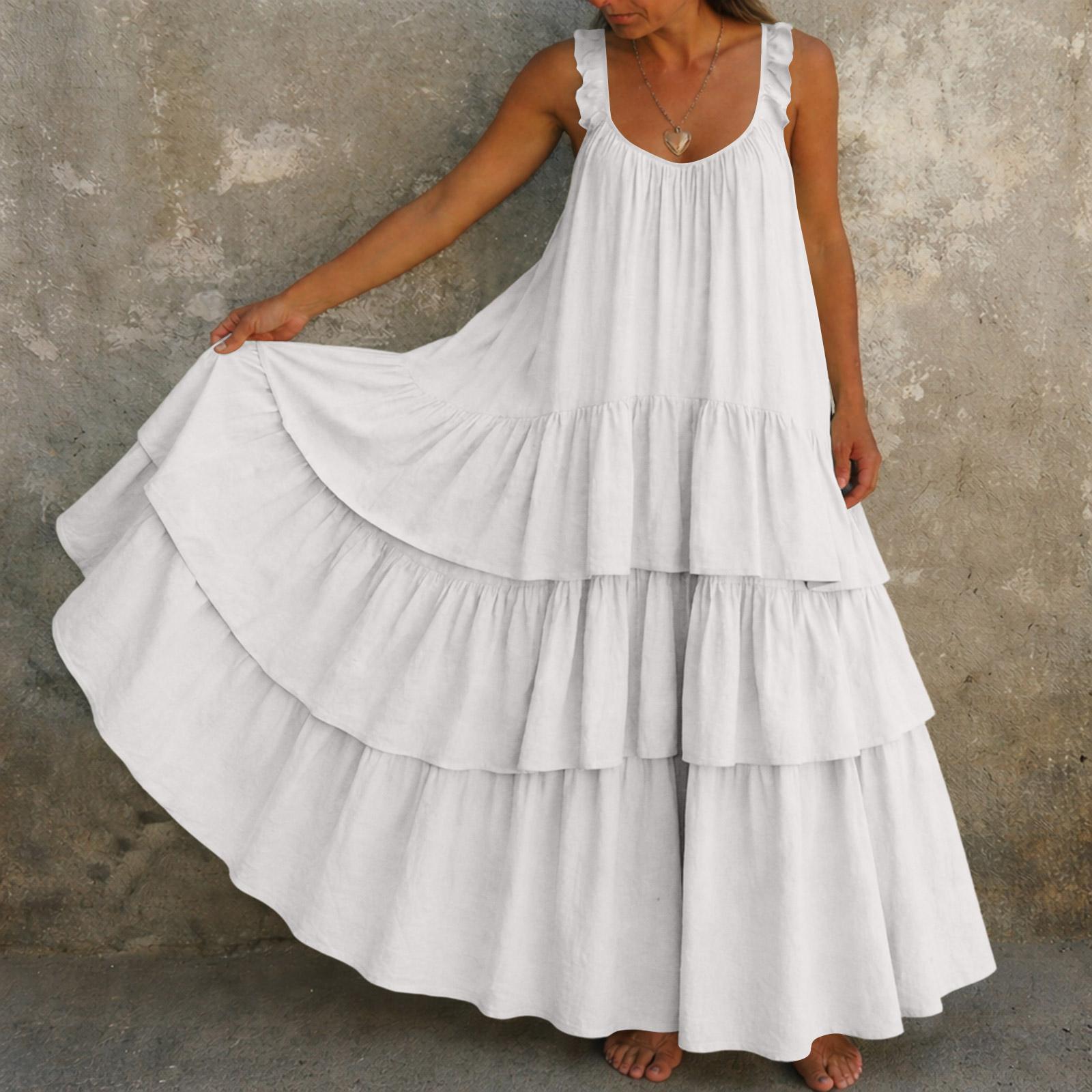 

Women s Summer Casual Festive Dresses For Women Wedding Guest Bridesmaid Dresses Party Dress M білий