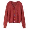 Shandubila Women's V-Neck Wool-Blend Knit Cardigan