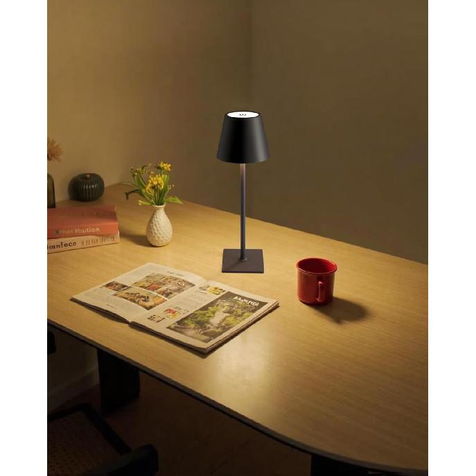KDG 2 Pack Cordless Black Table Lamps, Rechargeable Portable LED Desk Lamps | 5000mAh Battery Operated 3 Color Stepless Dimming Up for Restaurant,