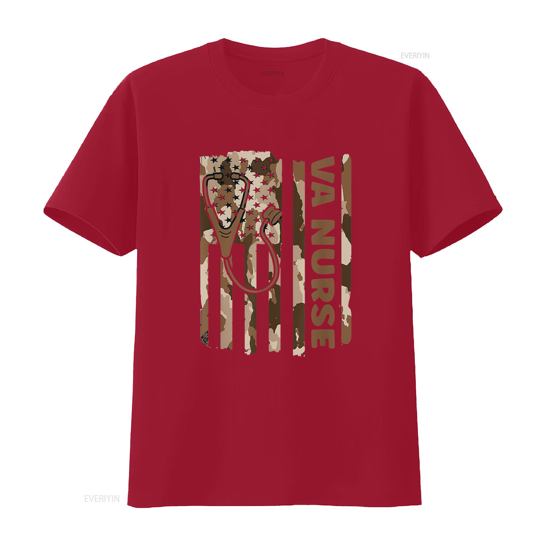 

Va Nurse Camouflage American Flag Patriotic Usa Women T Shirt vintage Washed Comfortable Casual Unisex Versatile graphic S