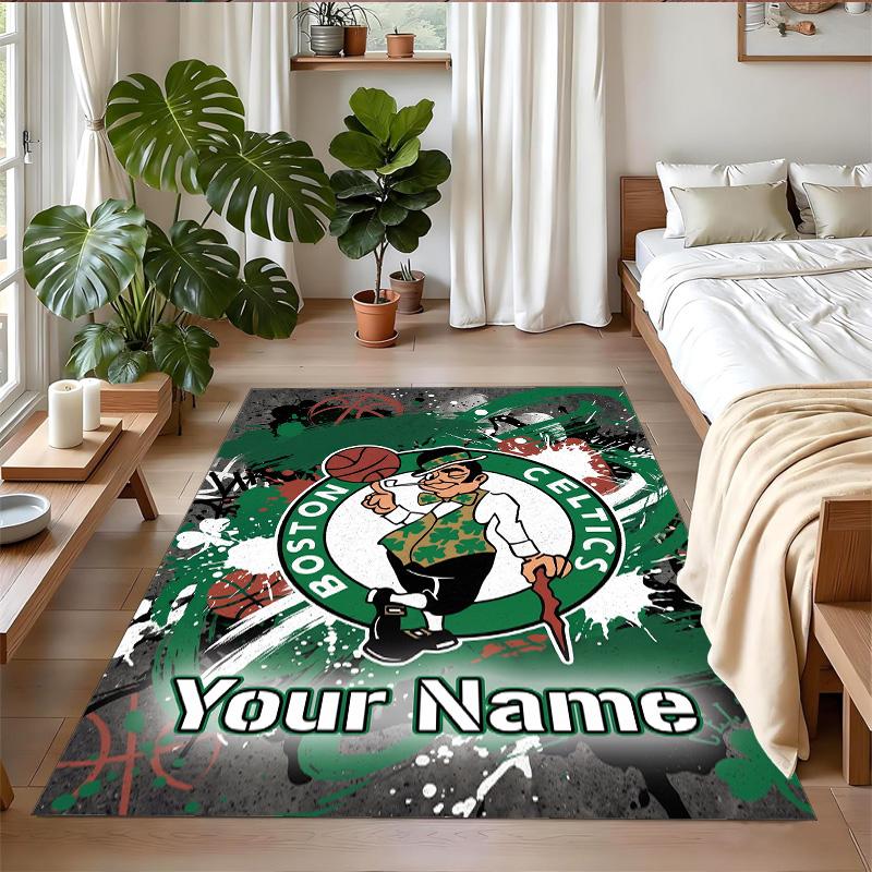 Crystal Velvet Rug Custom Name Text, Soft Non Slip Floor Mat Home DecorCeltic FC