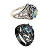Unisex Ring Hollow Out Faux Gem Men Women Vintage Carving Finger Ring Valentines Day