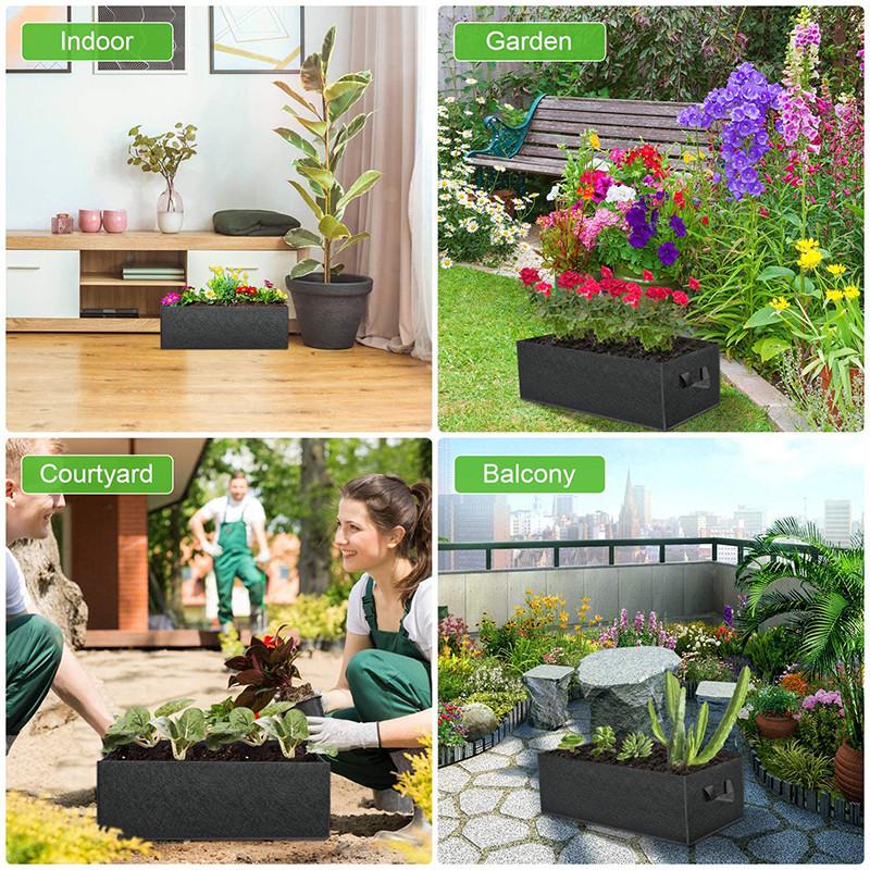 2/3 buc Sac de Cultivare din Feutru Dreptunghiular Strat de Grădină Jardiniere de Flori Plante Legume Ghiveci de Pepinieră Container de Plantare