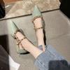 Women's Sandals 2025 New Rivet In Heel Shoe Pointed Toe Comfortable Platform Bun Head Low Heels Behind Empty Elegant Women Shoes