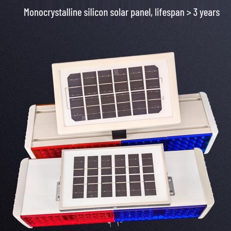 Solar-Powered Red & Blue Strobe Traffic Warning Light for Construction Zones and Intersections