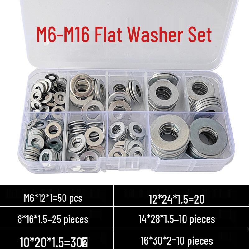Galvanized Metal Flat Washer - Thin, Thickened, Enlarged Edge, Round, Sizes M3 to M10