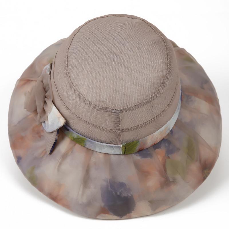 Summer fashionable and elegant sunscreen sun basin hat mesh breathable big eaves bucket hat outdoor sun hat children