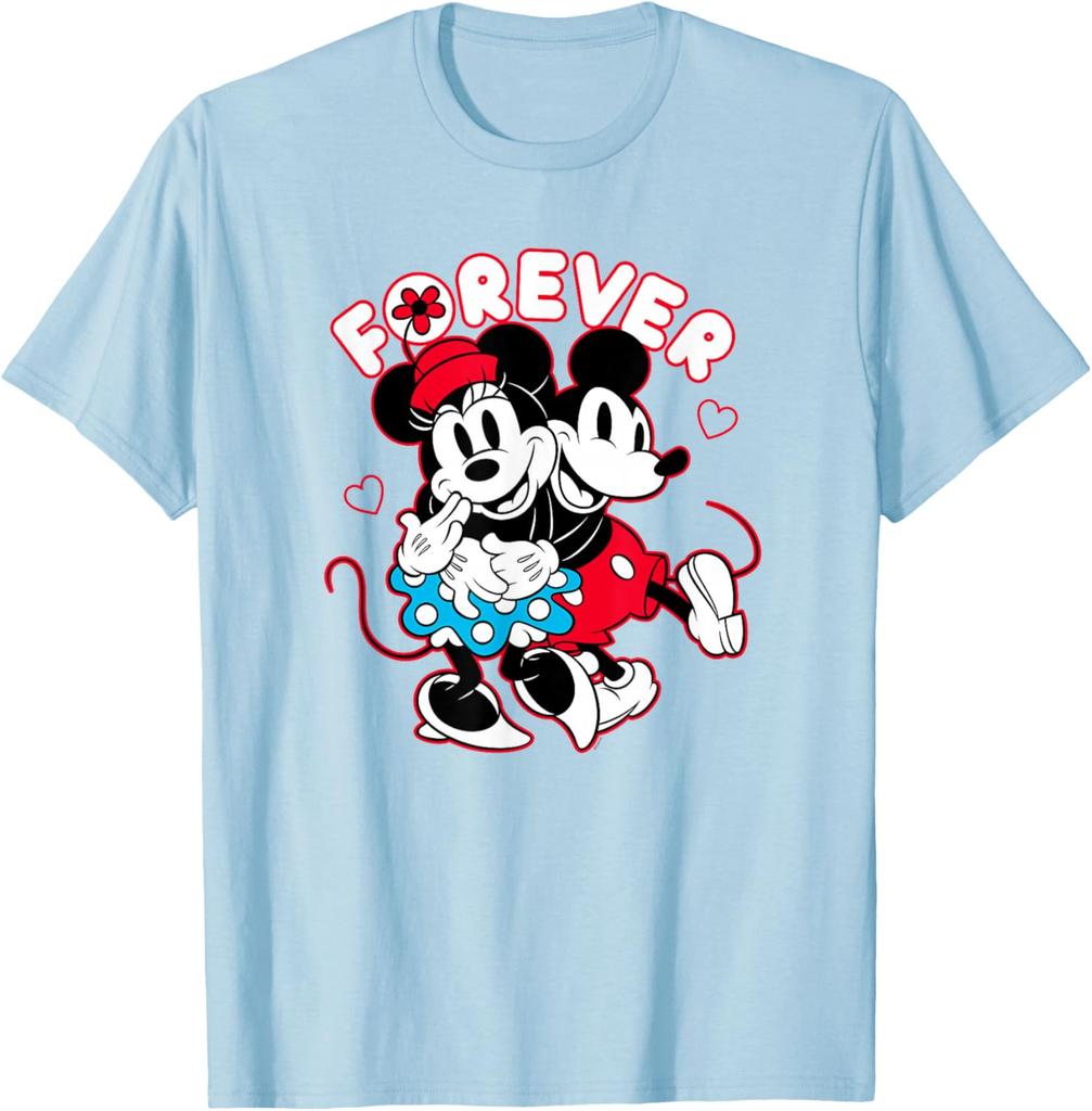 Hot Fashion Unisex Mickey Mouse Minnie Mouse Love Forever Valentine’s T-Shirt S-4XL Four Seasons
