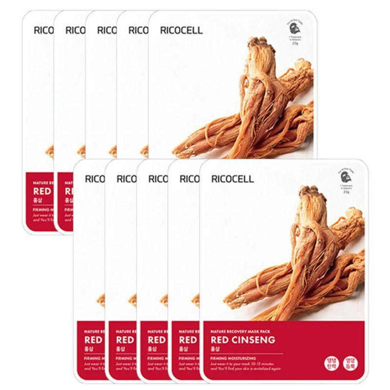 ricocell nature covery moisturizing gentle mask pack red ginseng 23g x 10 sheets Red Ginseng Mask Pack 23g x 10 sheets
