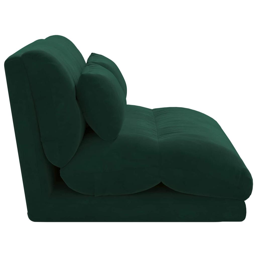 Adjustable Floor Footstool Dark Green Velvet