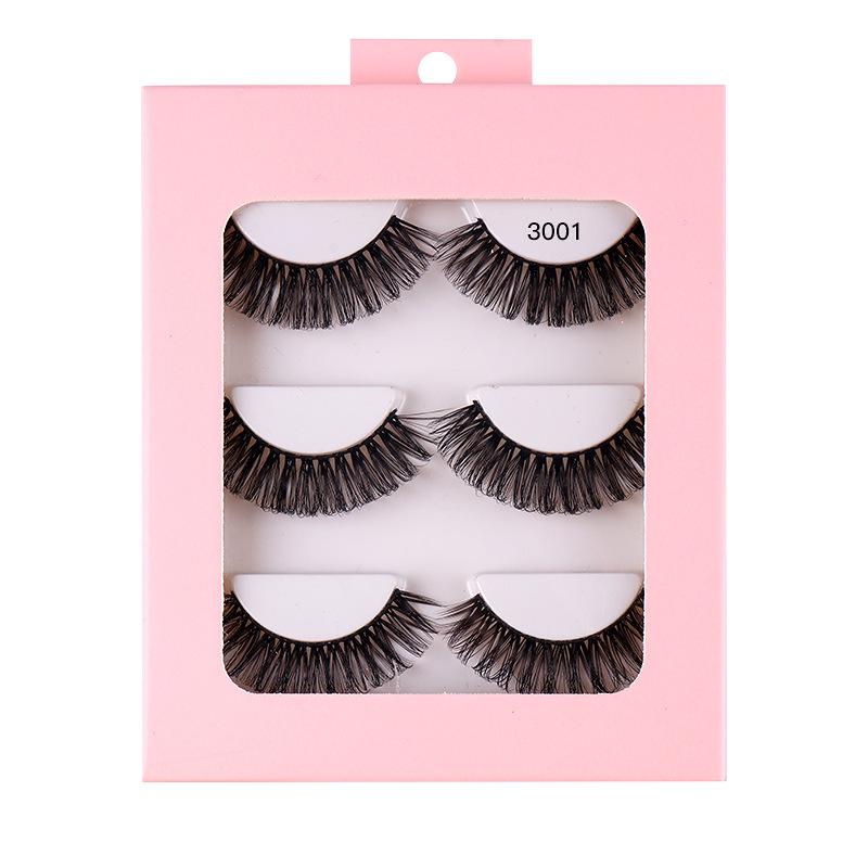 Roll 3 Pairs Of Chemical Fiber False Eyelashes Simulation Curled Thick Eyelashes