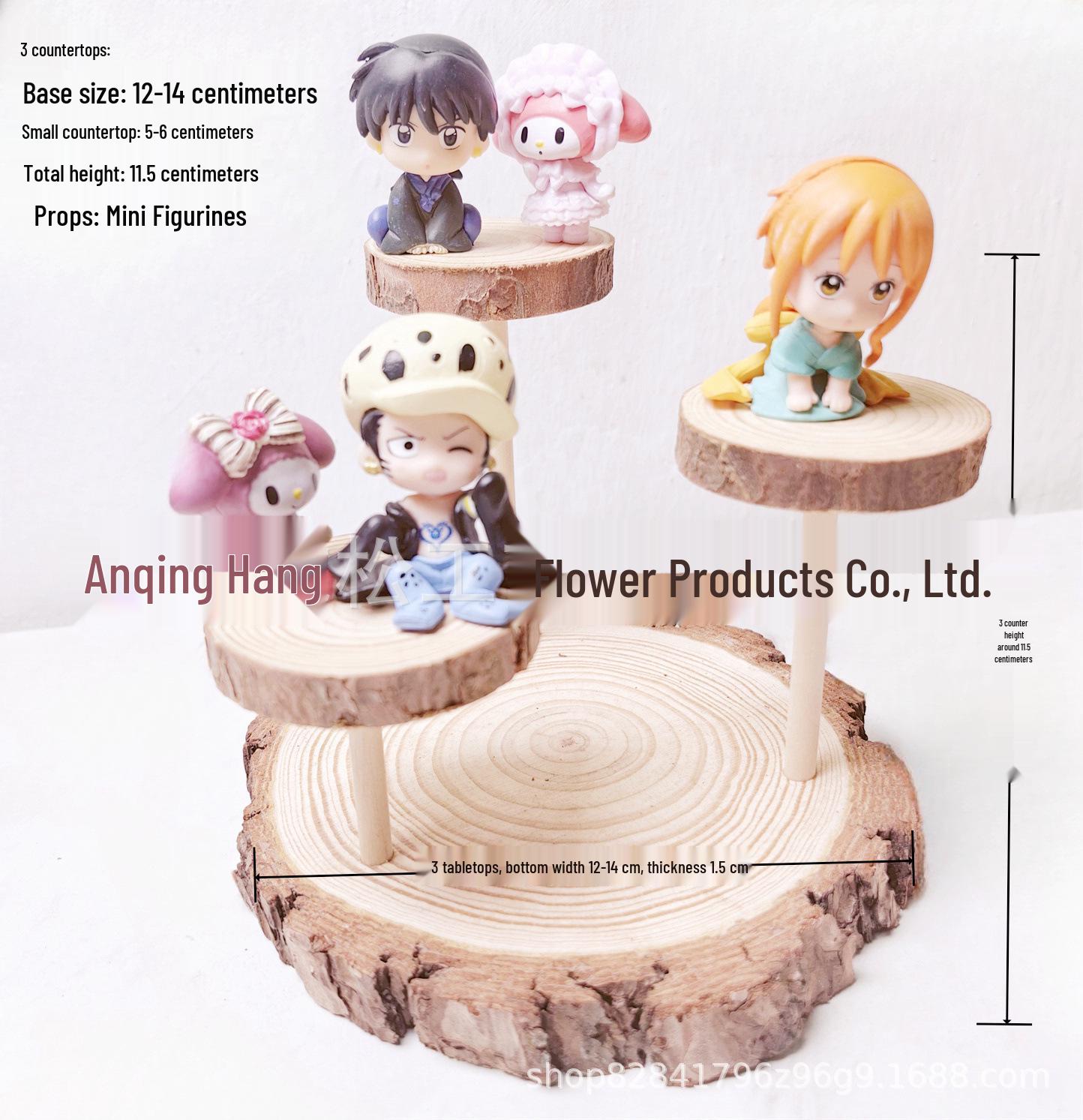 Round Multi-Layer Japanese Display Rack for Photos & Decor Wooden Stand for Figures